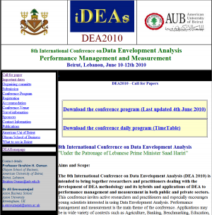 8th International Conference on Data Envelopment Analysis